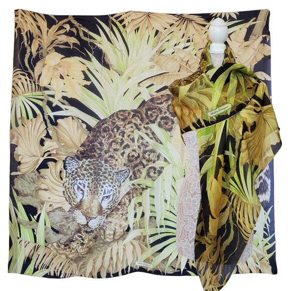 SALVATORE FERRAGAMO SCARF SIGNATURE GIAGUARO ANIMAL MULTI